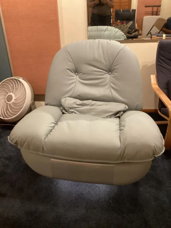 Gray leather power recliner