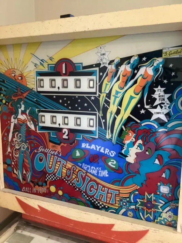 Out of Sight pinball backglass