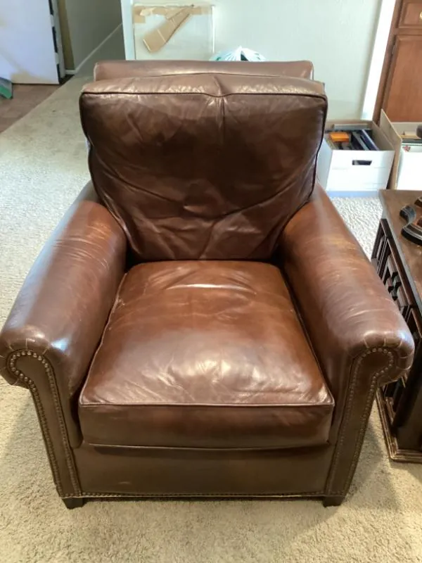 Brown leather club chair