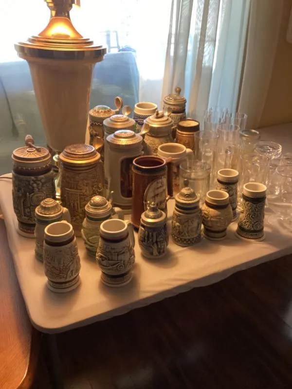 Collection of German beer steins