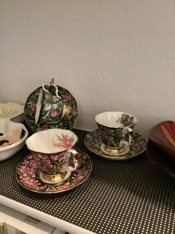 Floral teacups and saucers