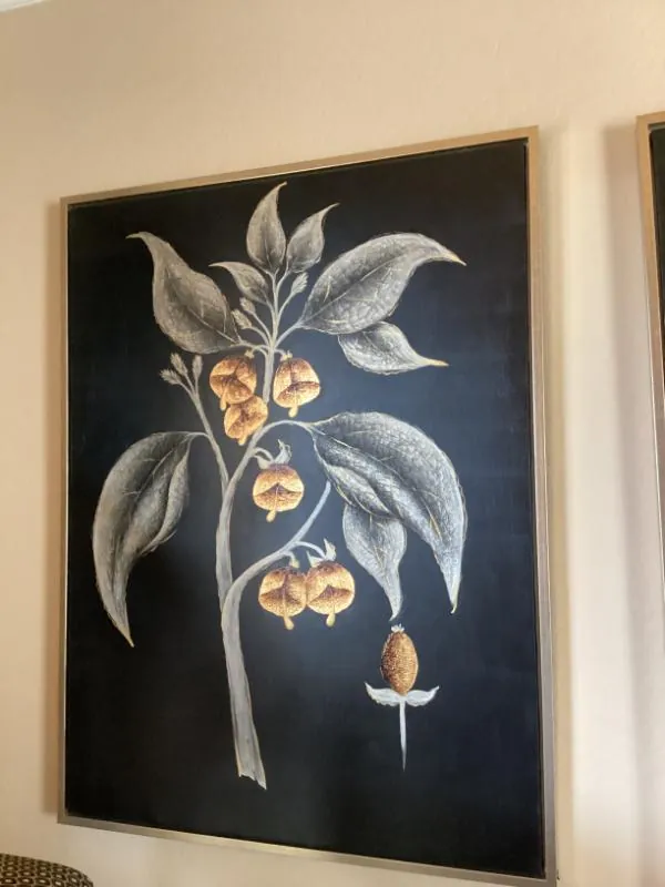 Framed botanical print on black