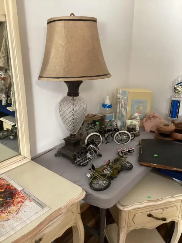 Table lamp and decor on a nightstand