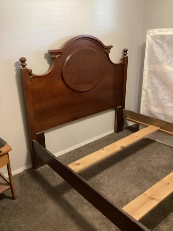 Carved wood bed frame