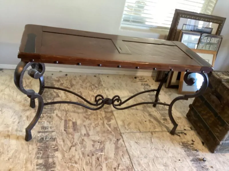 Wood and wrought-iron console table