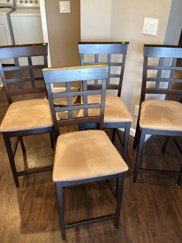 Counter-height dining chairs with cushioned seats