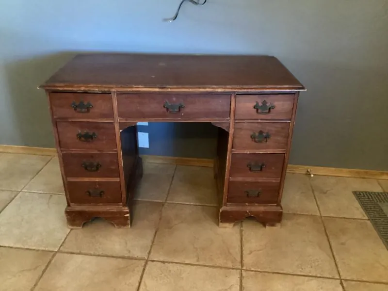 Wood desk with drawers
