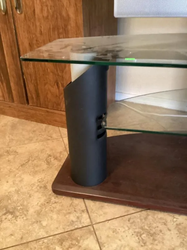 Glass and metal TV stand