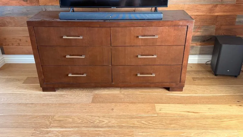 Wood six-drawer dresser