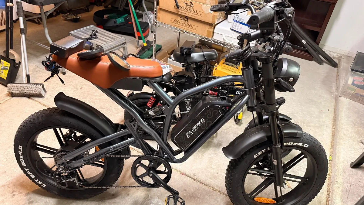 Black electric bike in a garage