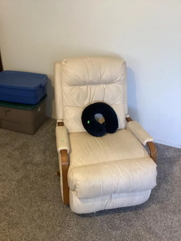 Cream-colored recliner