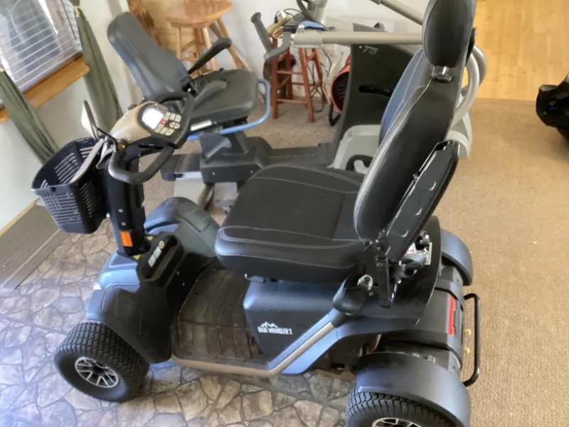 Mobility scooter on a stone floor