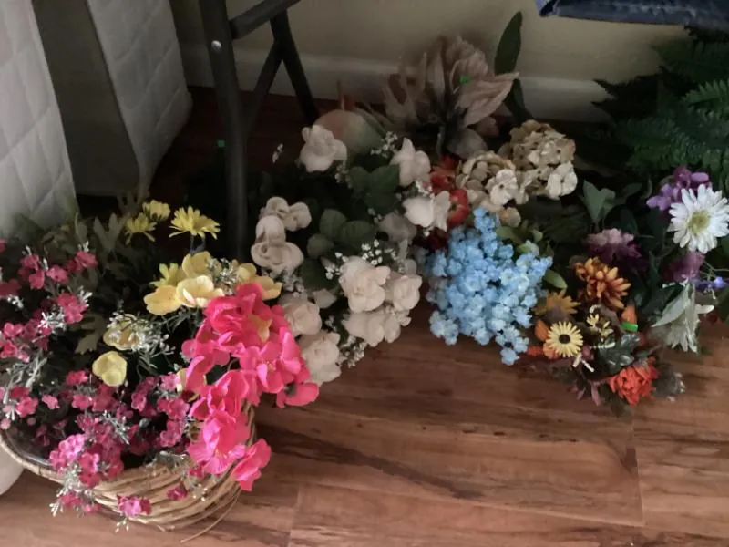 Faux flower arrangements