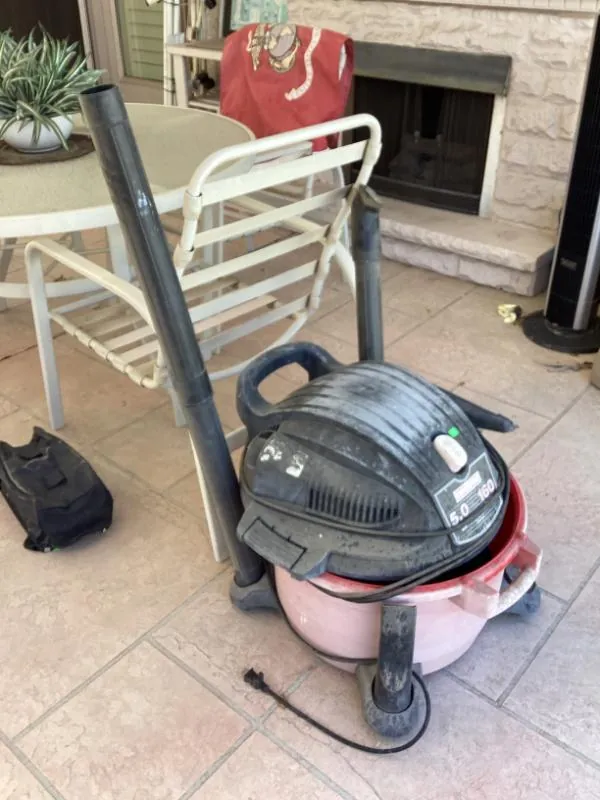 Shop vac on a patio